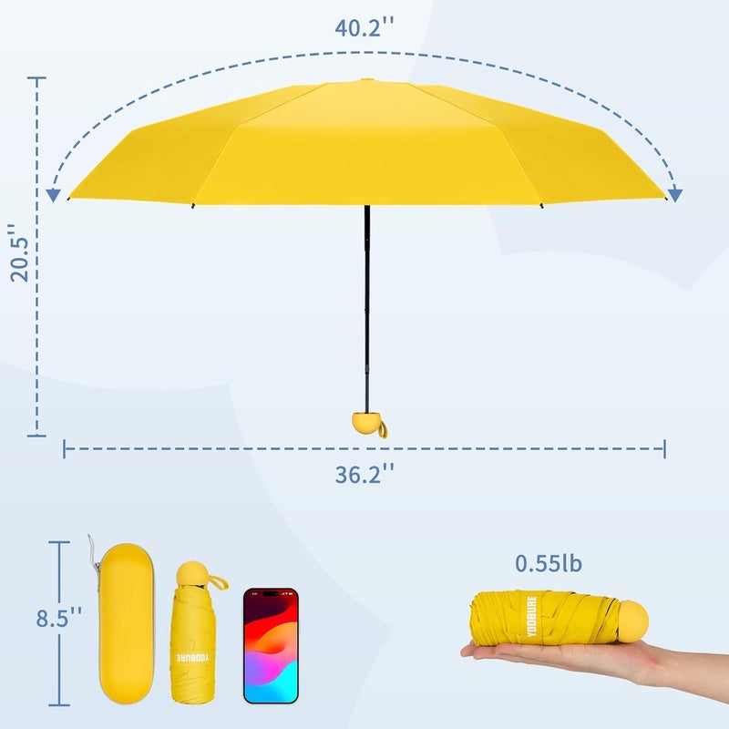 Yoobure Travel Umbrella Portable Compact Umbrellas, Pocket Mini for Purse, Umbrellas for UV Sun & Rain Small for Backpack, Umbrella with Case Folding for Kids Women - Image 2